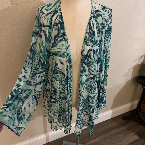 Attitudes by Renee Abstract Print Sheer Cardigan Sz 3X - Picture 2 of 7
